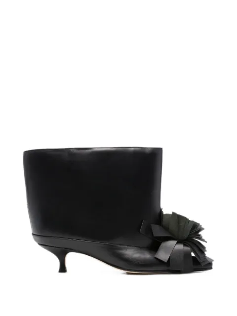 A.W.A.K.E. Mode flower-detail leather ankle boots Black PF26SH25