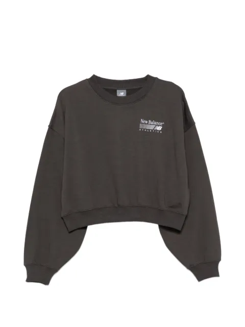 New Balance Trackside logo-emboridery cropped sweatshirt Black WT62X7T4
