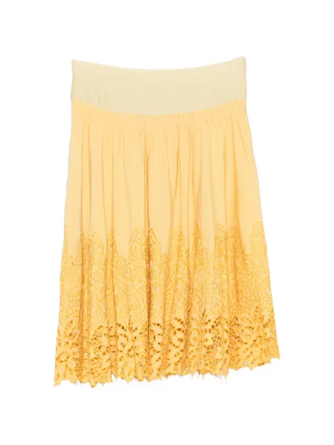 Roberto Cavalli Vintage 1990s lace-trimmed pleated skirt Yellow RC250CCE