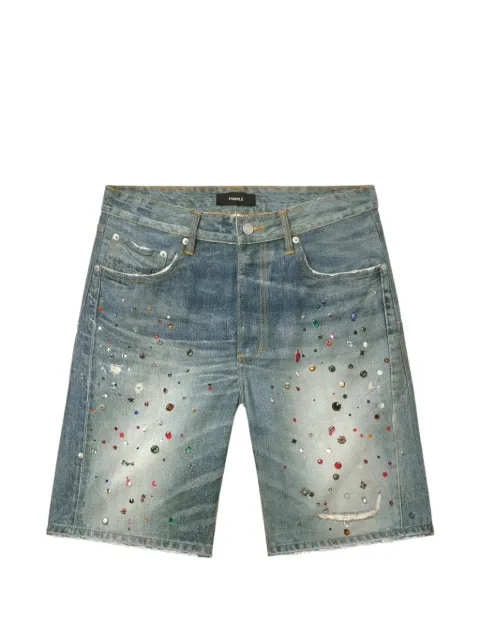 Purple Brand jewel-embellished denim shorts Blue P059CYWI826