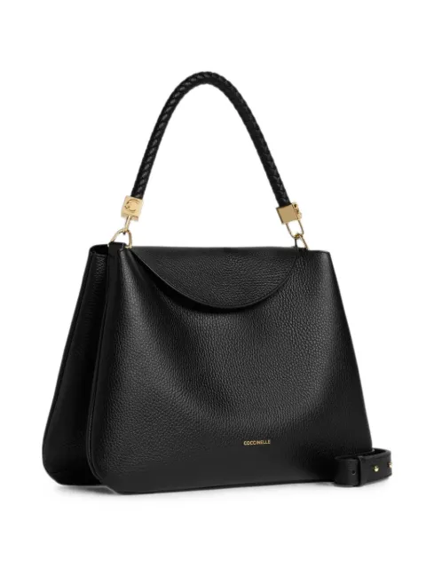 Coccinelle Tiggy braided-handle leather tote bag Black E1VCK180101
