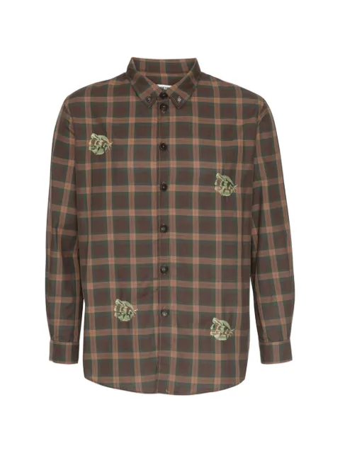 Henrik Vibskov Block check-pattern shirt Brown AW26STUDM205