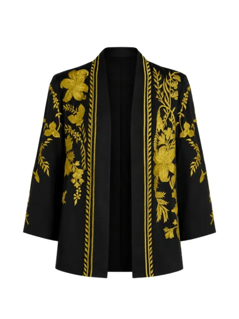 Temperley London Thisbe floral-embroidered cape Black 26ATHI55166