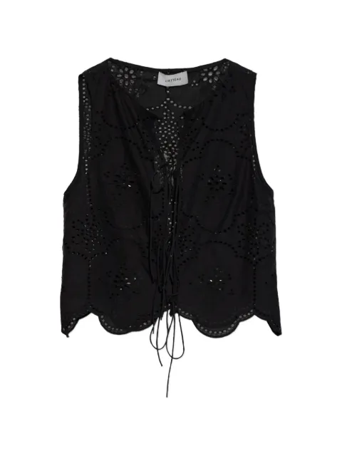 Matteau broderie-anglaise tie-fastening top Black BRODERIETIEBLOUSE