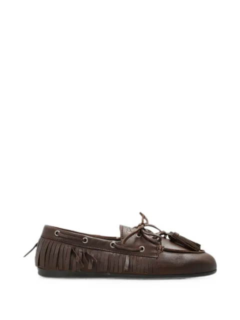 Posa fringe-trim ballet flats Brown PW263BOATLOAFERNATIVETASSELSOFTLEATHER