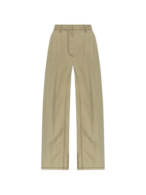 Diesel contrast-stitch wide-leg trousers Green A240350AEBI