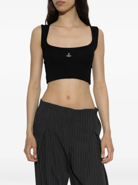 Vivienne Westwood Orb-embroidered ribbed crop top Black 1G010011J00BO