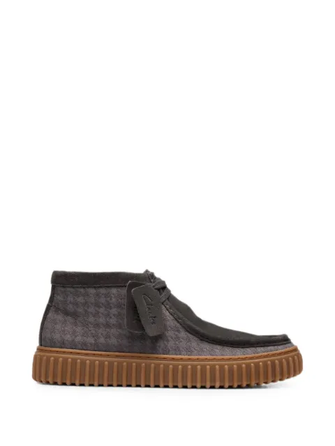 Clarks Originals Torhill Hi houndstooth-pattern suede desert boots Grey 26183426