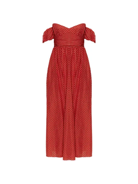 Matteau polka-dot off-shoulder dress Red OFFSHOULDERMIDIDRESS0