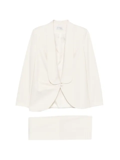 Je Suis le Fleur shawl-lapel draped-detail single-breasted suit Neutrals AN004BIANCO