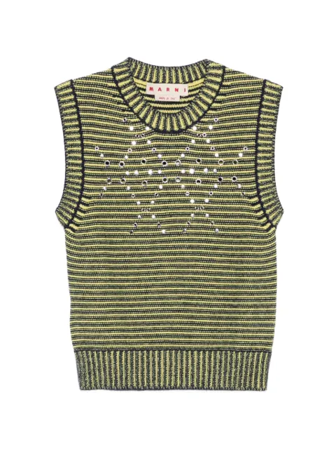 Marni eyelet-embellished striped sweater Yellow GCMD0684S0UFP406MLB84