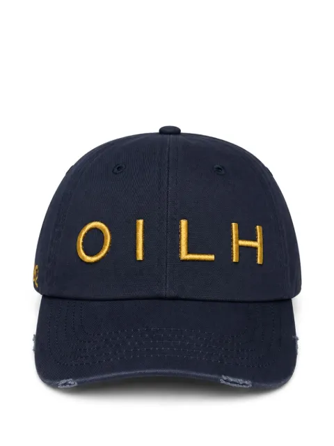 LES HÉRITIERS logo-embroidered distressed baseball cap Blue OILHCAP