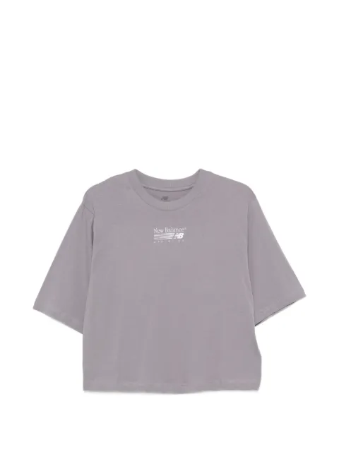 New Balance Trackside logo-embroidery cropped T-shirt Grey WT6272YX
