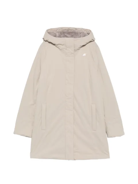 K-Way hooded logo-patch coat Neutrals K8144CW