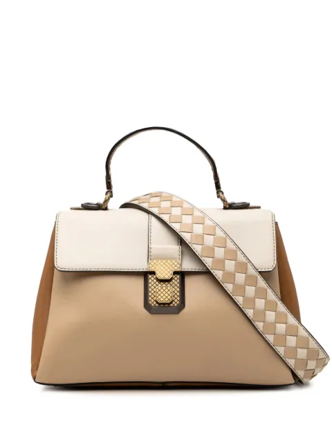 Bottega Veneta Pre-Owned 2012-2026 Small Tricolor Nappa Piazza Top Handle satchel Neutrals 799OEGY5DALC6HLZ