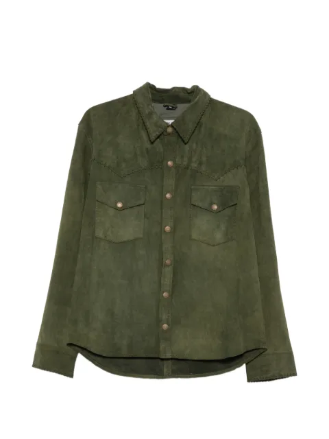 ANTIK DENIM whipstitch-trim button-up shirt Green AM6005