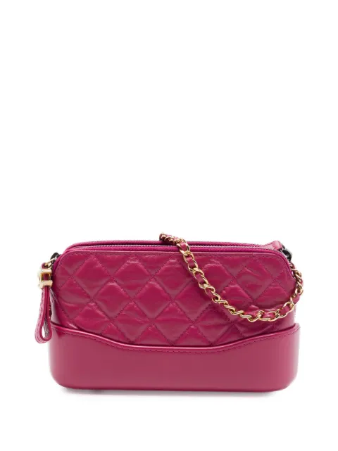 CHANEL Pre-Owned 2018-2019 Quilted Aged Calfskin Gabrielle Double Zip Clutch with Chain crossbody bag Pink S983DG9KZM4ADSXI