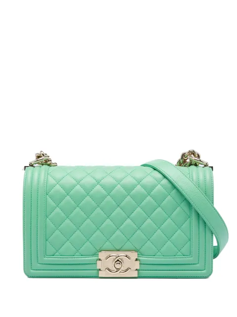 CHANEL Pre-Owned 2019 Old Medium Quilted Calfskin Boy Flap crossbody bag Green ETLH1UKPFBY7KE1M
