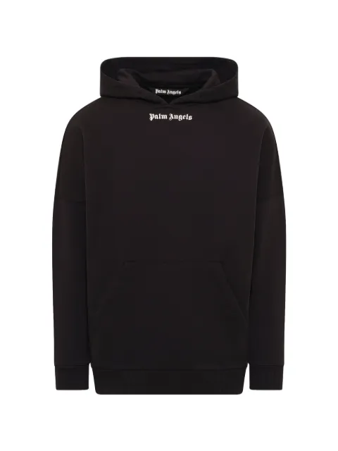 Palm Angels logo-print cotton hoodie Black PAMBB02F26FL011003