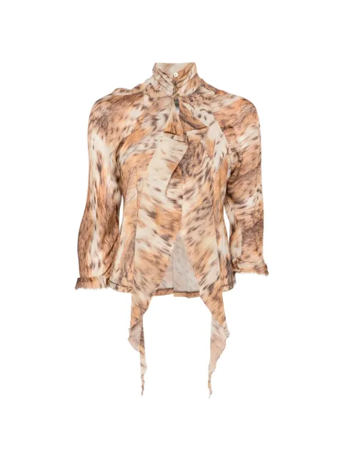 Roberto Cavalli Vintage 1990s animal-print silk blouse Neutrals RC280CCC