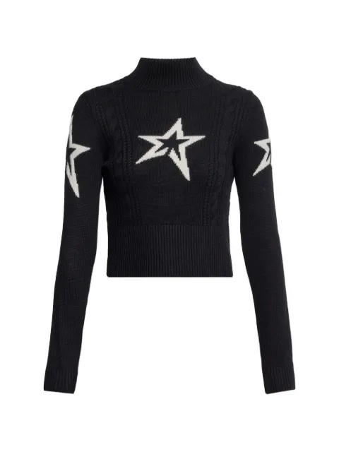 Perfect Moment star-intarsia cable-knit sweater Black W30004200