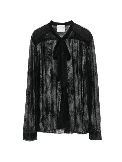 Forte Forte pussy-bow lace shirt Black 15096MYSHIRT