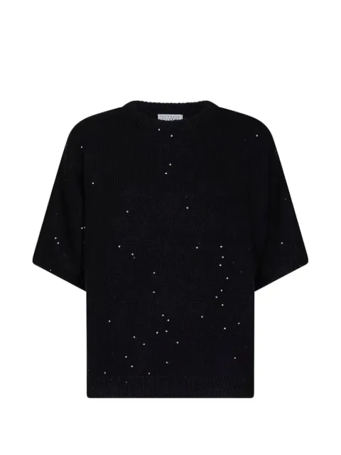 Brunello Cucinelli sequin-embellished kimono-sleeve sweater Black M73540810C101