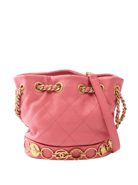 CHANEL Pre-Owned 2021-2026 CC Quilted Lambskin Drawstring bucket bag Pink R3PK3E5H47SRJ19G