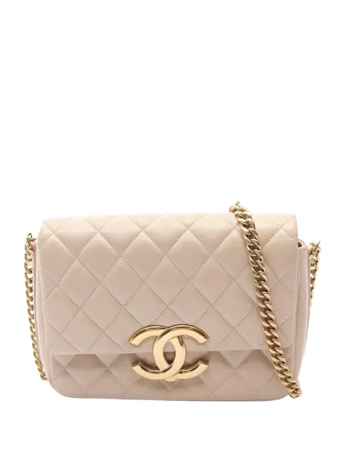 CHANEL Pre-Owned 2021-2026 Mini Quilted Lambskin Maxi CC Flap crossbody bag Neutrals DDQ3PHWU2CJFX68Q