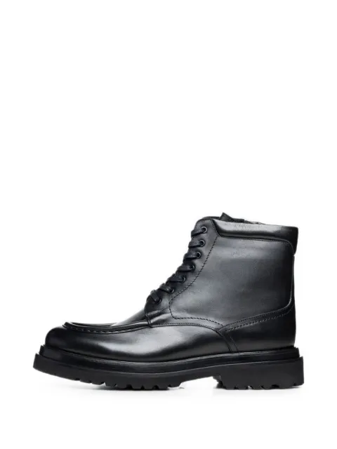 Poche Paris lace-up leather ankle boots Black FMDIDIER500250