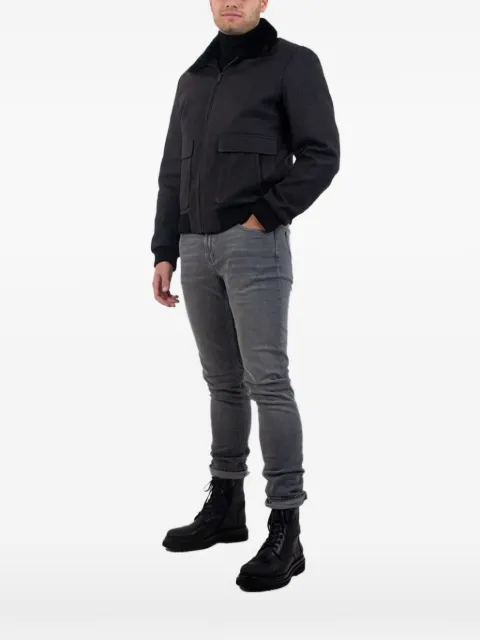 Poche Paris shearling-collar bomber jacket Grey MW721BLACK