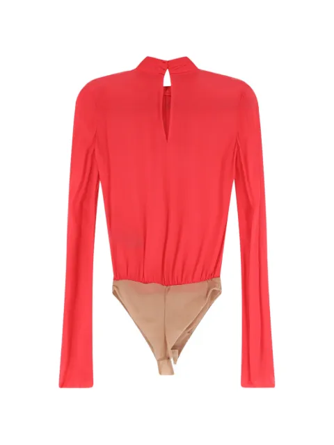 Elisabetta Franchi gold-tone hardware pleated bodysuit Red CB00766E2