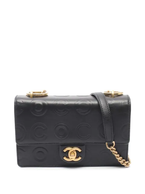 CHANEL Pre-Owned 2019 Small Square Calfskin Coco Embossed Flap crossbody bag Black WJKQ04978L8CZRJF