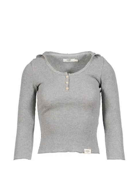 GLOWNY 3/4 G waffle-knit button hoodie Grey GC26SPLS0020