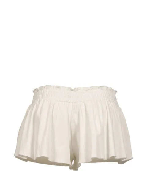 GLOWNY Honey ruffled pointelle-knit mini shorts White GY26SPST002