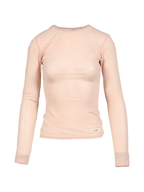 GLOWNY crinkled long-sleeve sheer T-shirt Pink GY26SPLS001
