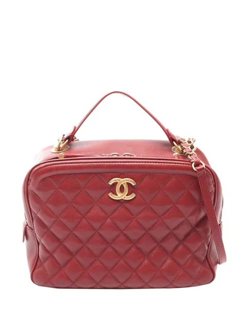 CHANEL Pre-Owned 2018-2019 CC Quilted Calfskin Top Handle Bag satchel Red 37VP09EYJHDQ1JTX