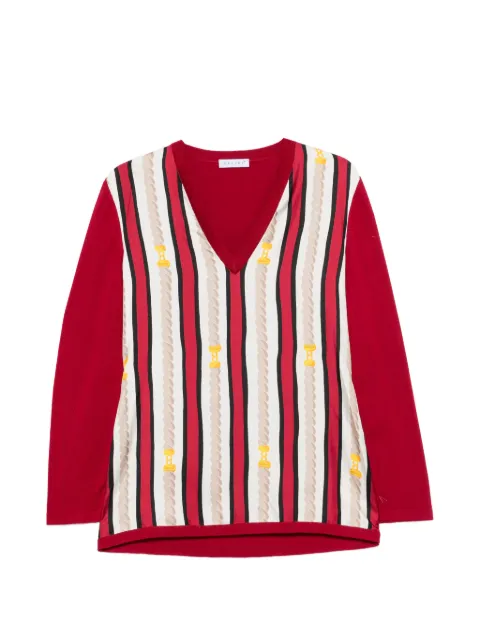 Celine Pre-Owned 2000s rope-print V-neck sweater Red CE280CBV