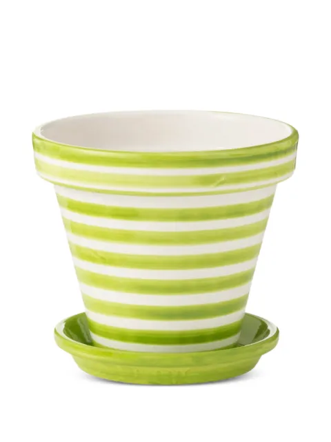 J-LINE striped flowerpot Green 6A52048