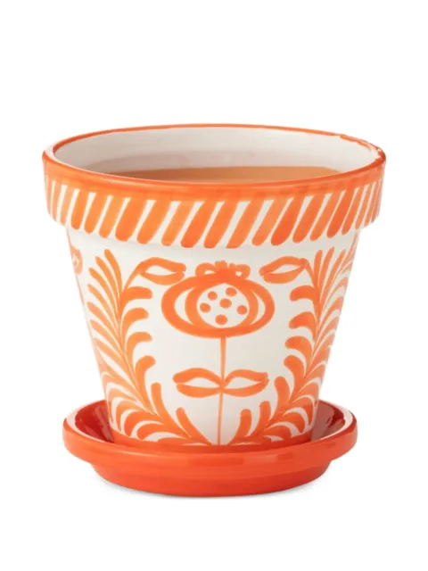 J-LINE floral-print striped flowerpot Orange 6A52017