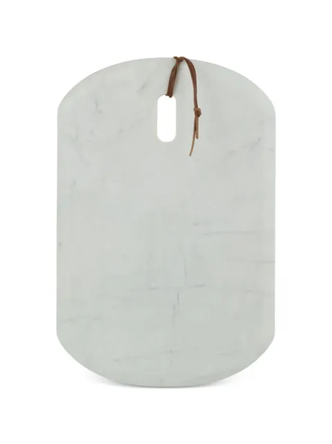 J-LINE marble leather-strap chopping board White 6A43913