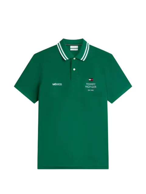 Tommy Hilfiger logo-embroidered striped-collar polo shirt Green MW0MW43869L4I