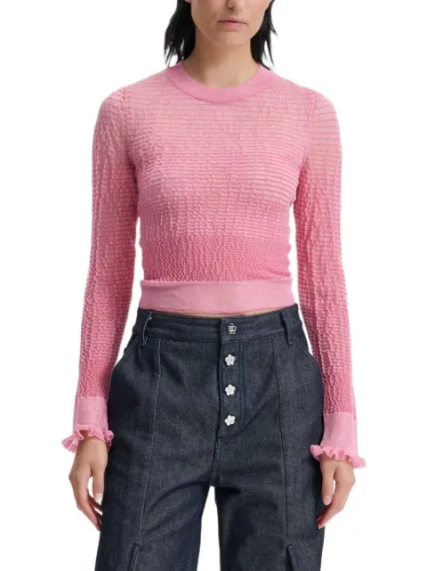 Cecilie Bahnsen CBCorali ruffle-cuff sheer top Pink 425KNI50001