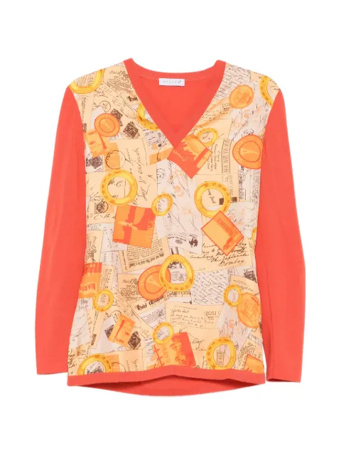 Celine Pre-Owned 2000s postcard-print silk sweater Orange CE280CBY
