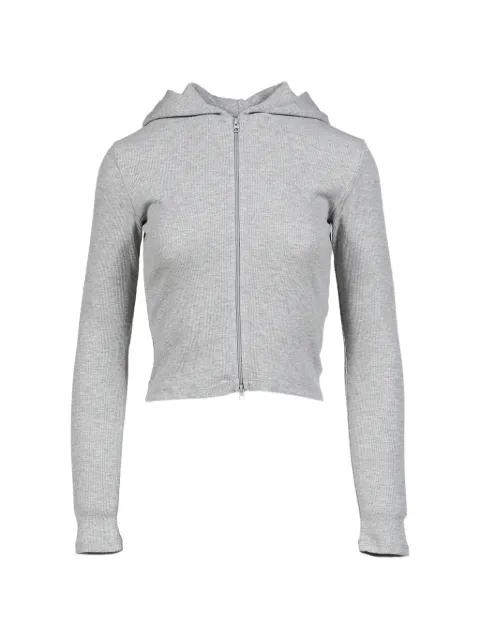 GLOWNY G Classic Essential ribbed-knit zip-up hoodie Grey GC26SPZU001