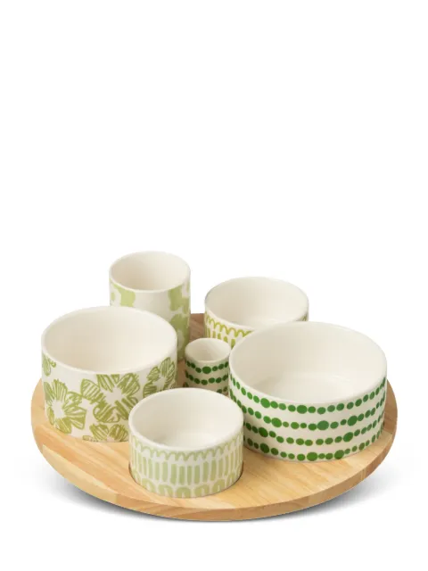 J-LINE patterned ceramic appetizer set (set of six) Neutrals 6A44043