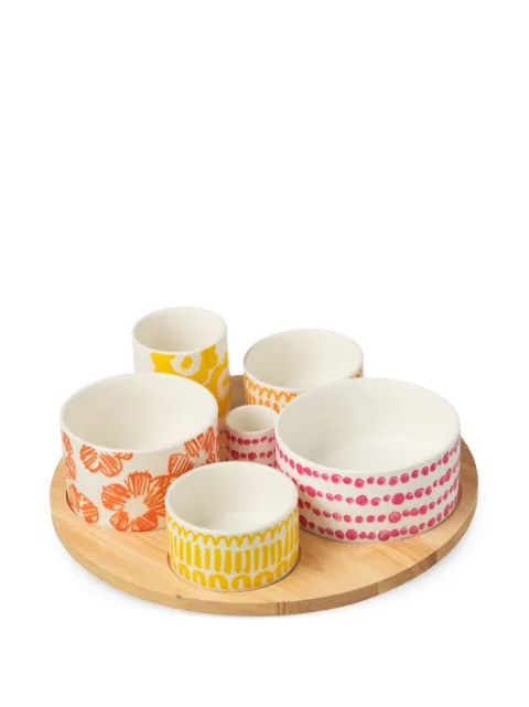 J-LINE floral-print polka-dot appetizer set (set of six) Neutrals 6A44033