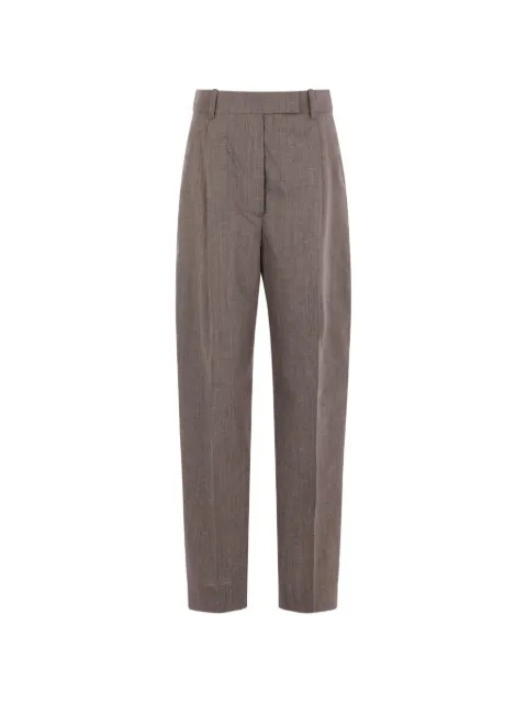 Róhe pleat-detail slub-texture trousers Brown 42030206