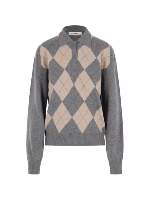Róhe argyle-check long-sleeve sweater Grey 42023421072