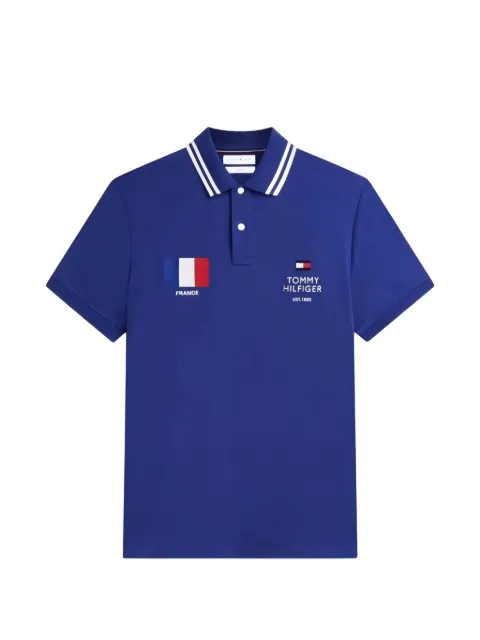 Tommy Hilfiger logo-embroidered striped-trim polo shirt Blue MW43885C7H